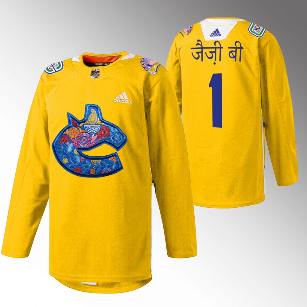 Jazzy B Canucks Diwali Night Jersey Yellow Warmup