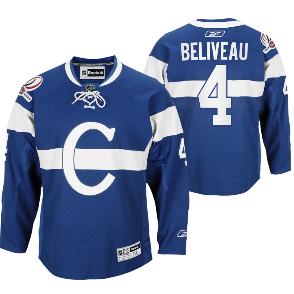 Jean Beliveau Montreal Canadiens 100th Anniversary Celebration Blue Throwback Jersey