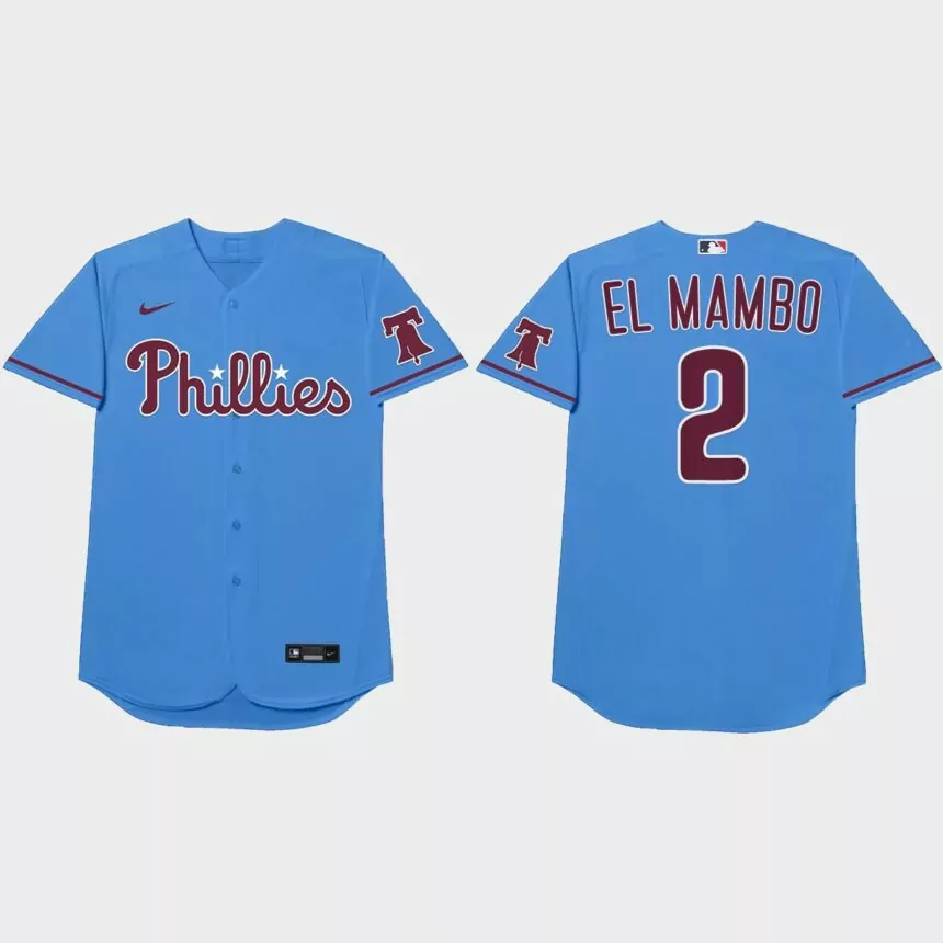Jean Segura Nickname Phillies 2021 Players’ Weekend El Mambo Jersey – Blue