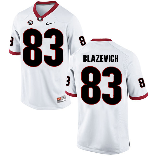 Jeb Blazevich Georgia Bulldogs Men's Jersey - #83 NCAA White Limited Away