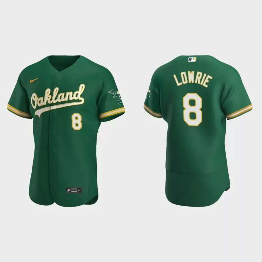 Jed Lowrie #8 Oakland Athletics Authentic Alternate Jersey – Kelly Green