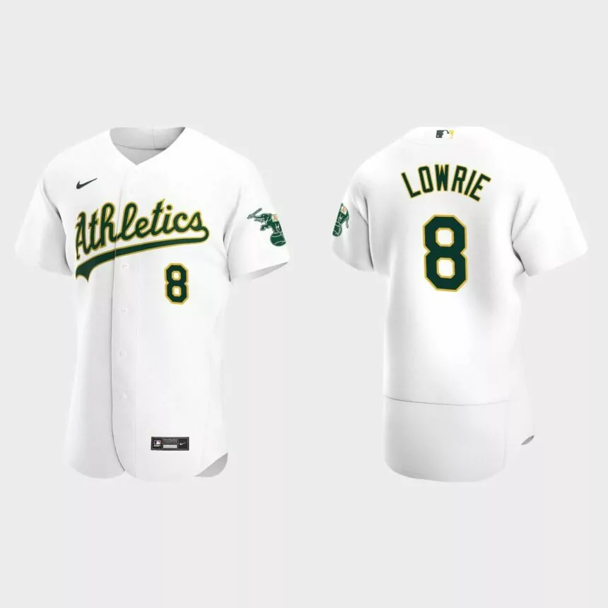 Jed Lowrie #8 Oakland Athletics Authentic Home Jersey – White