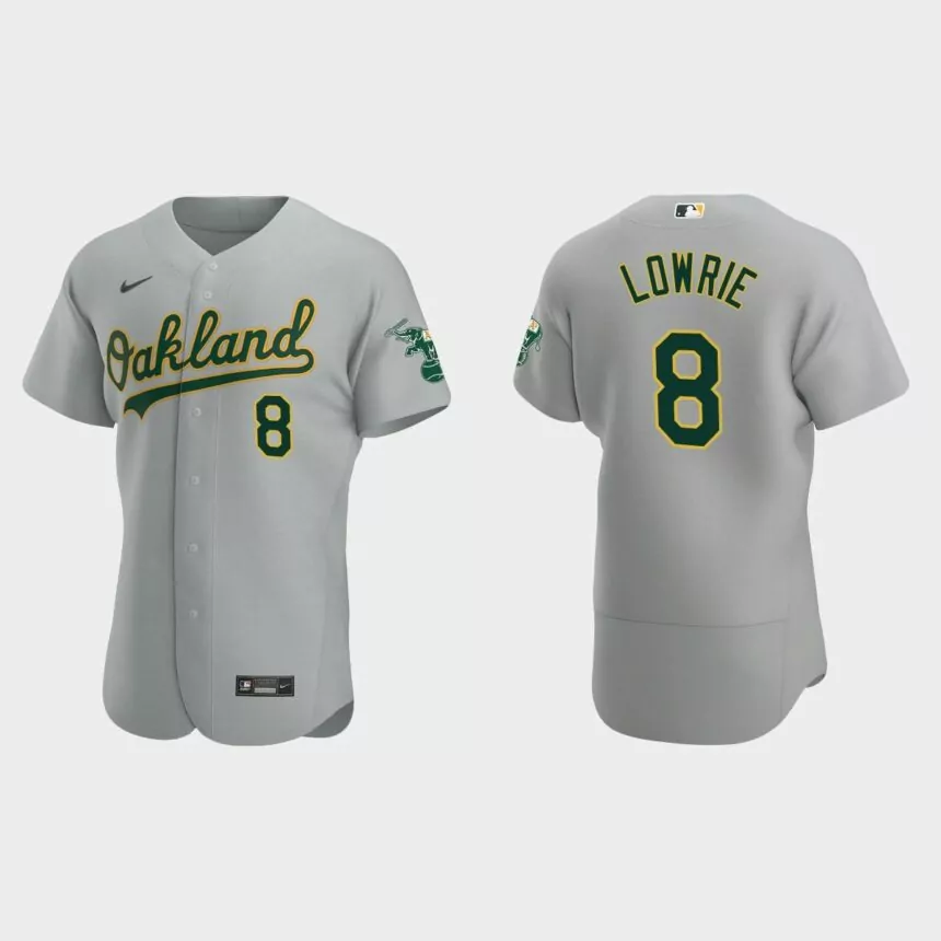 Jed Lowrie #8 Oakland Athletics Authentic Road Jersey – Gray