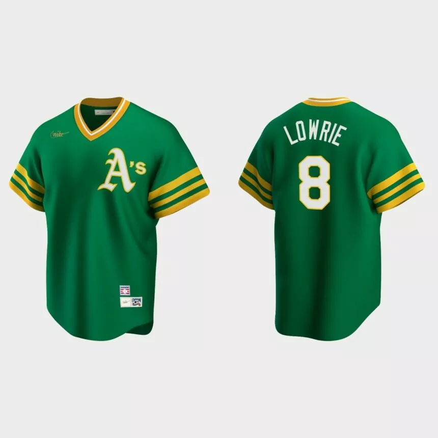 Jed Lowrie #8 Oakland Athletics Cooperstown Collection Road Jersey – Kelly Green