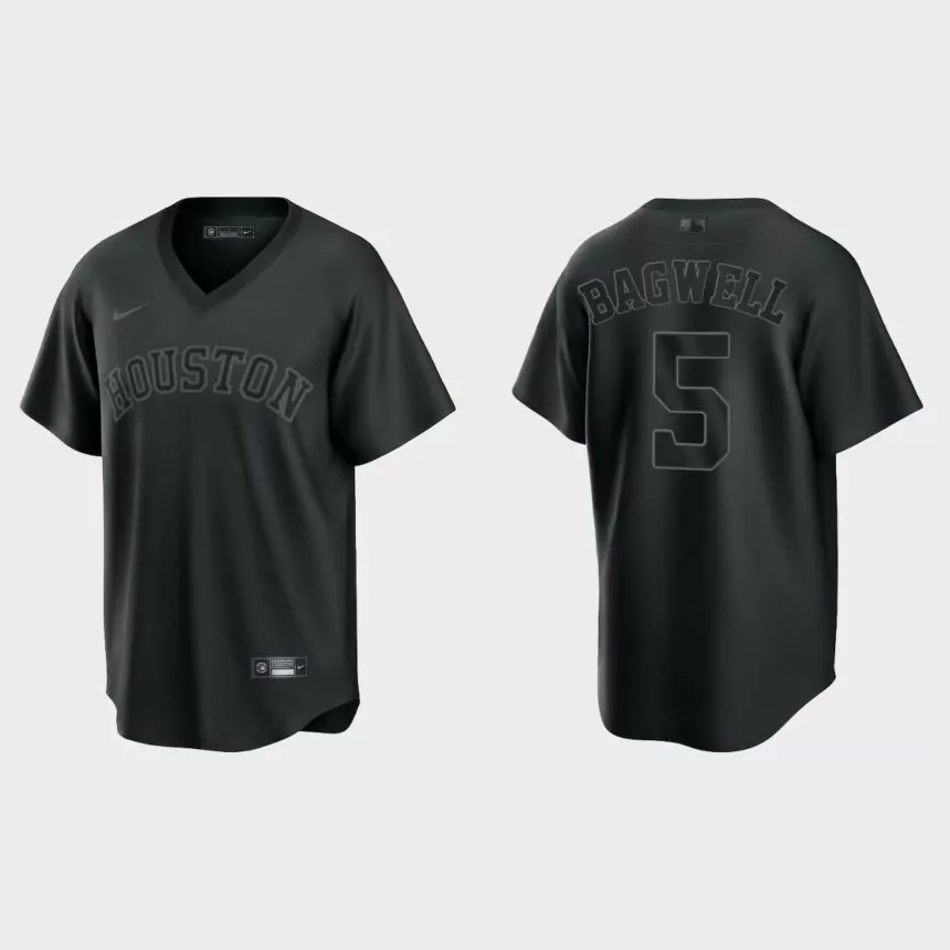 Jeff Bagwell Houston Astros Pitch Black Fashion Replica Jersey – Black