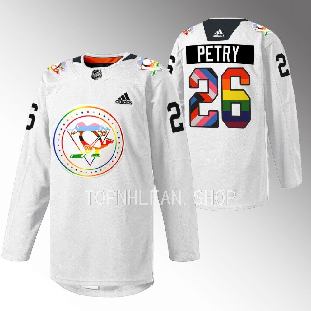 Jeff Petry Penguins Pride warmup Jersey White Rainbow