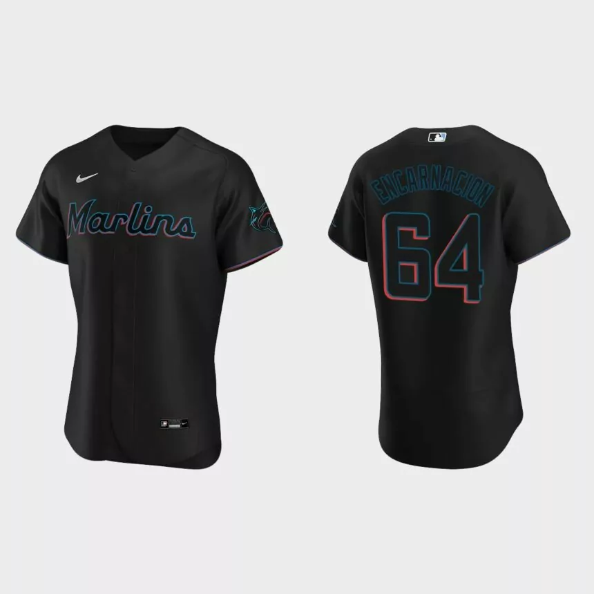 Jerar Encarnacion Miami Marlins Authentic Alternate Jersey – Black