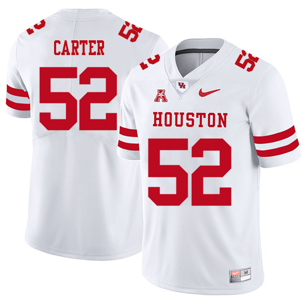 Jerard Carter Houston Cougars Men's Jersey - #52 NCAA White Stitched Authentic