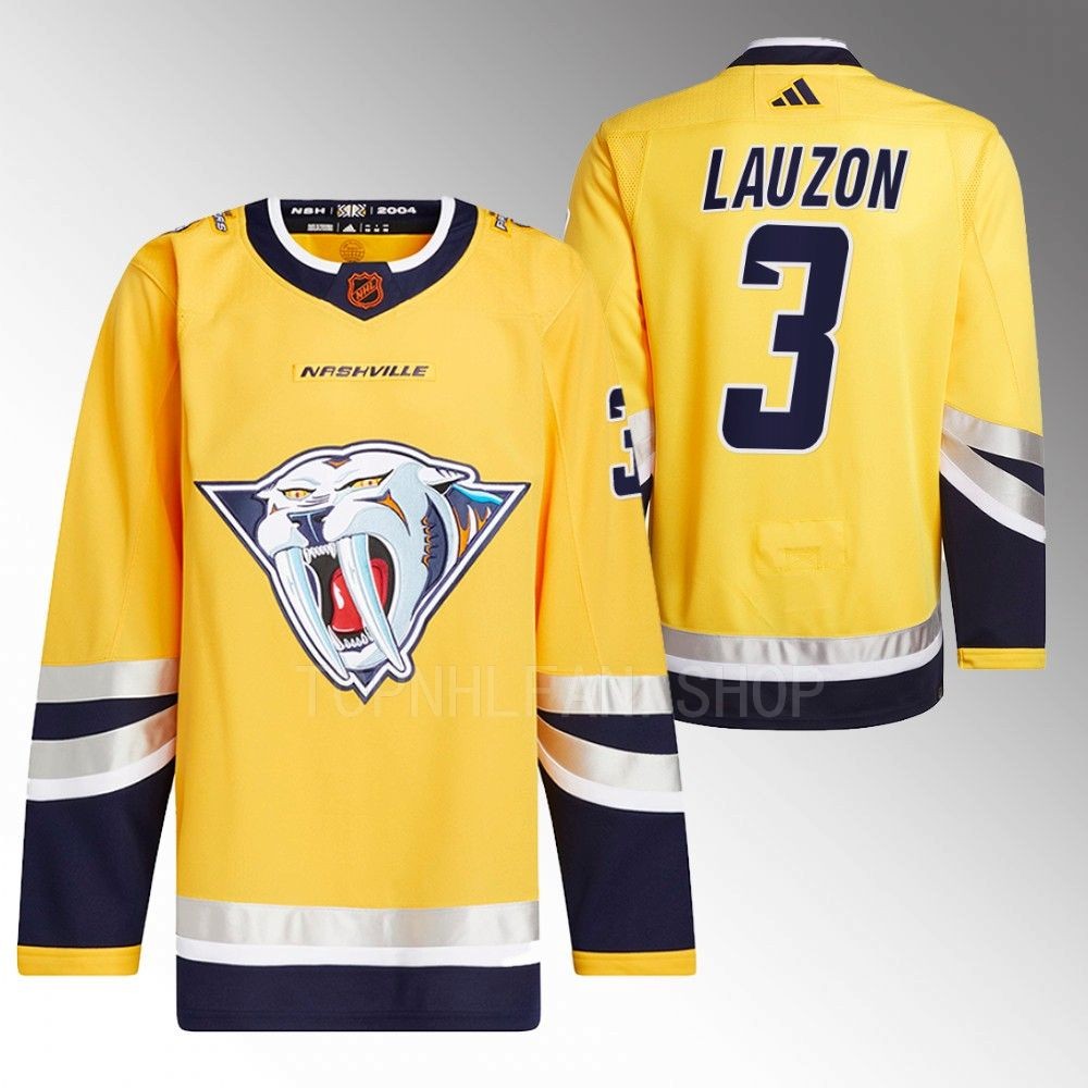 Jeremy Lauzon 2022 Nashville Predators Yellow Reverse Retro 2.0 Authentic Primegreen Jersey