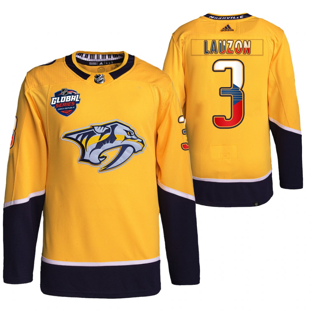 Jeremy Lauzon Nashville Predators Gold 2022 NHL Global Series Czech Republic Challenge Jersey