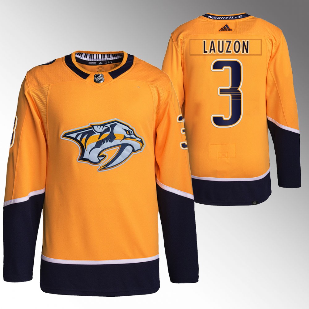 Jeremy Lauzon Nashville Predators Gold Authentic Primegreen Home Jersey