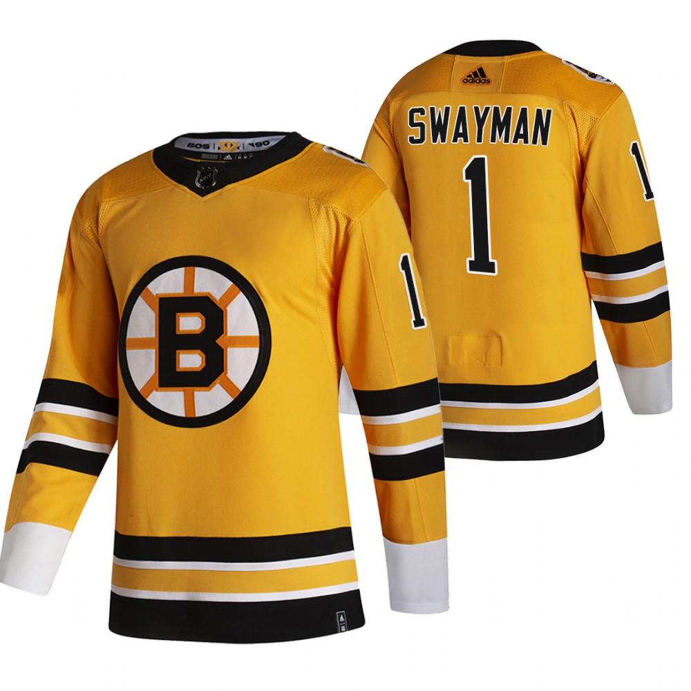 Jeremy Swayman Bruins 2021 Reverse Retro Gold Special Edition Jersey Stitched