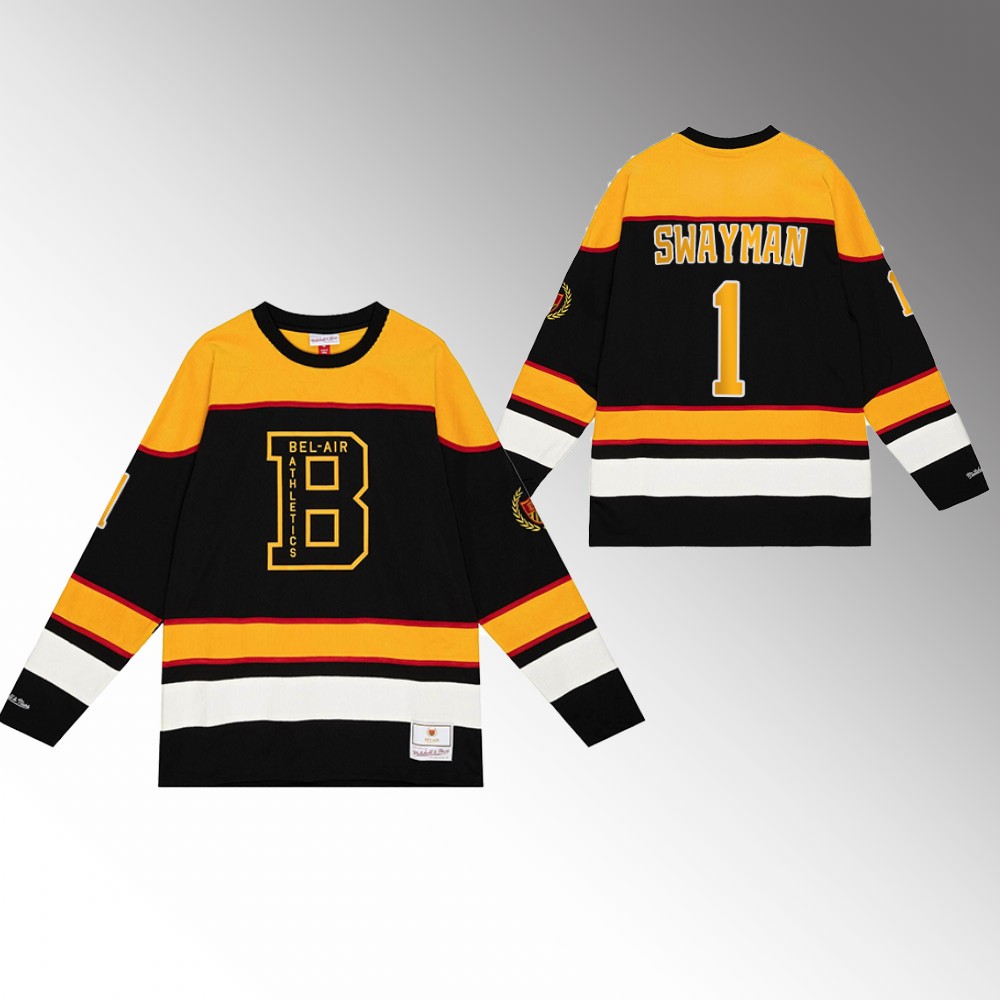 Jeremy Swayman Bruins NHL X Bel-Air Jersey Black Hockey Stitched