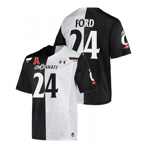 Jerome Ford Cincinnati Bearcats Black White 2021-22 Split Edition College Football Jersey