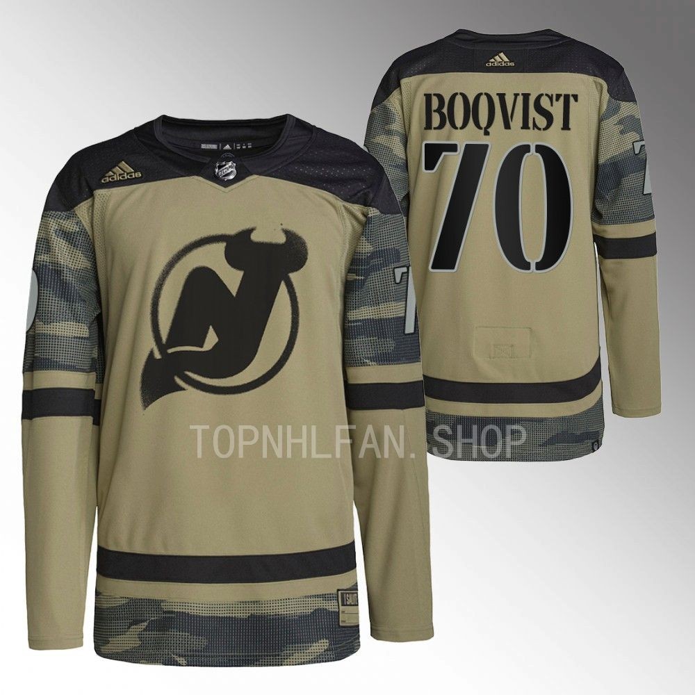 Jesper Boqvist Devils Military Appreciation Jersey Camo Authentic Practice