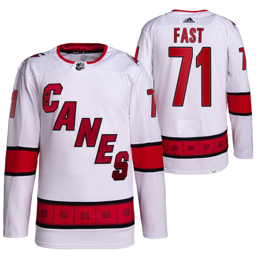 Jesper Fast 2021-22 Carolina Hurricanes White Authentic Pro Away Jersey