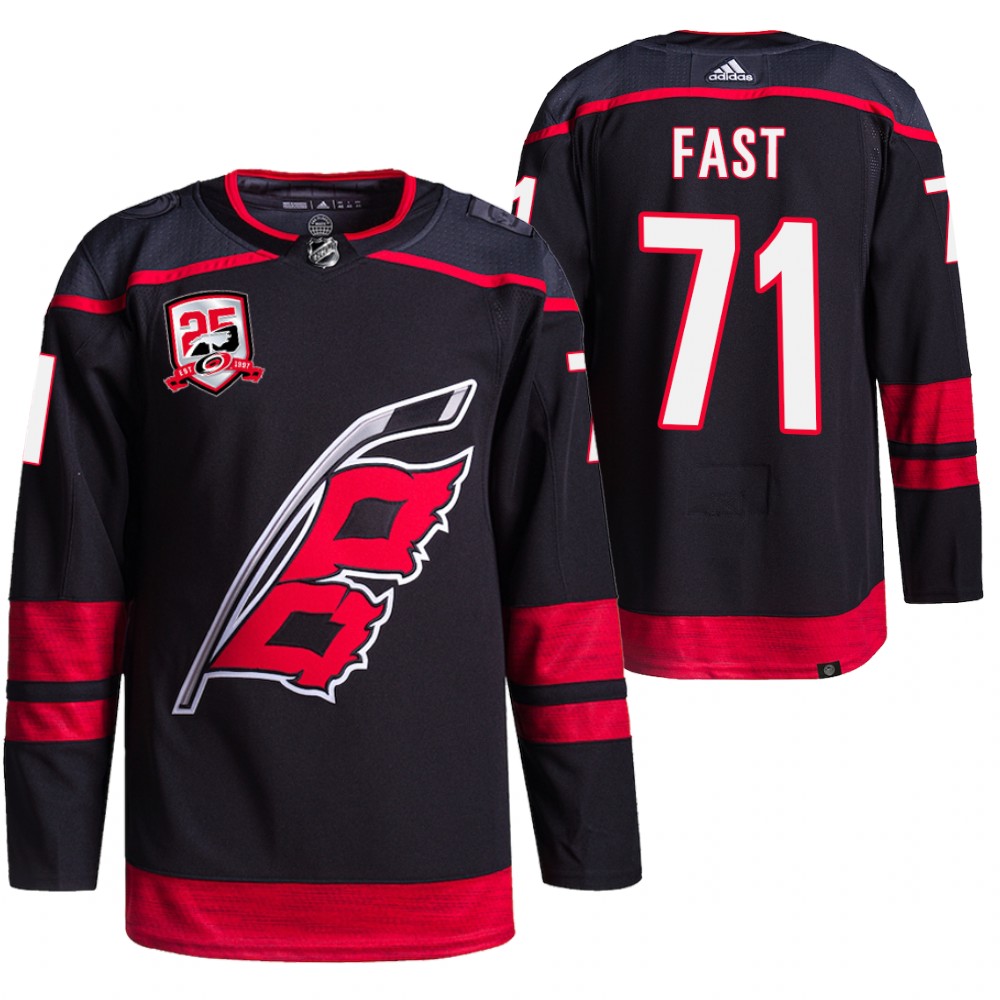 Jesper Fast Carolina Hurricanes Black 25th Anniversary Logo Alternate Jersey