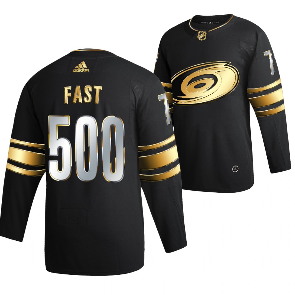 Jesper Fast Carolina Hurricanes Black 500 Career Games Milestone Jersey Golden Edition