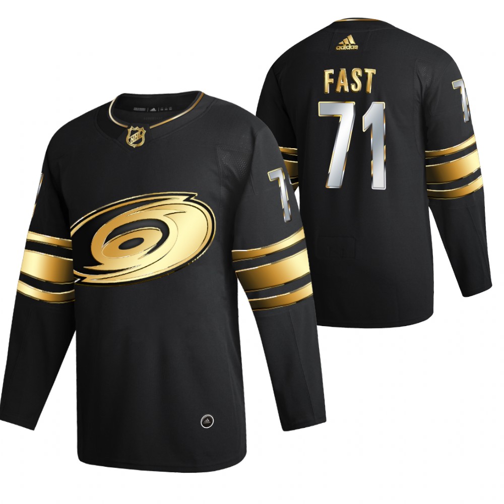 Jesper Fast Carolina Hurricanes Black Golden Edition Jersey Limited Authentic