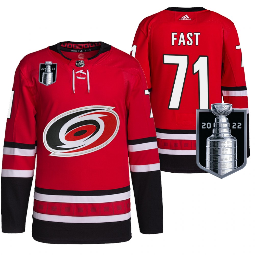 Jesper Fast Carolina Hurricanes Red 2022 Stanley Cup Playoffs Authentic Pro Jersey