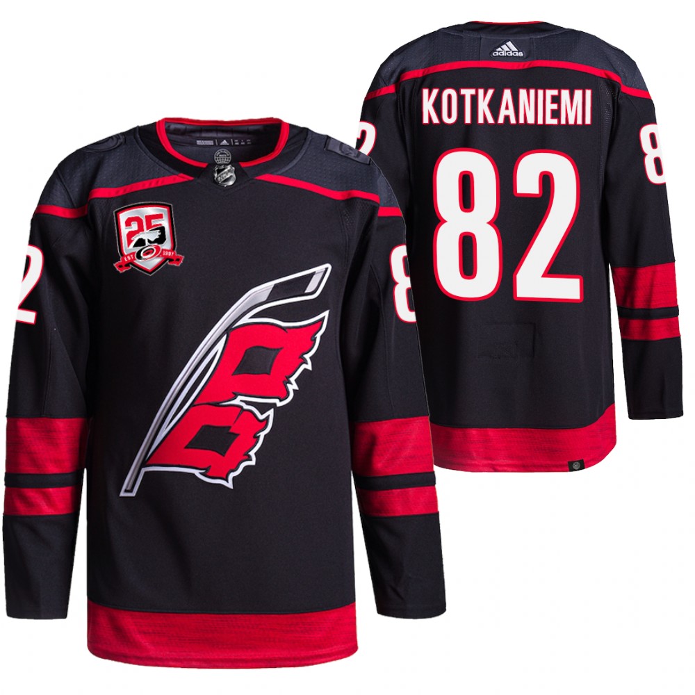 Jesperi Kotkaniemi Carolina Hurricanes Black 25th Anniversary Logo Alternate Jersey