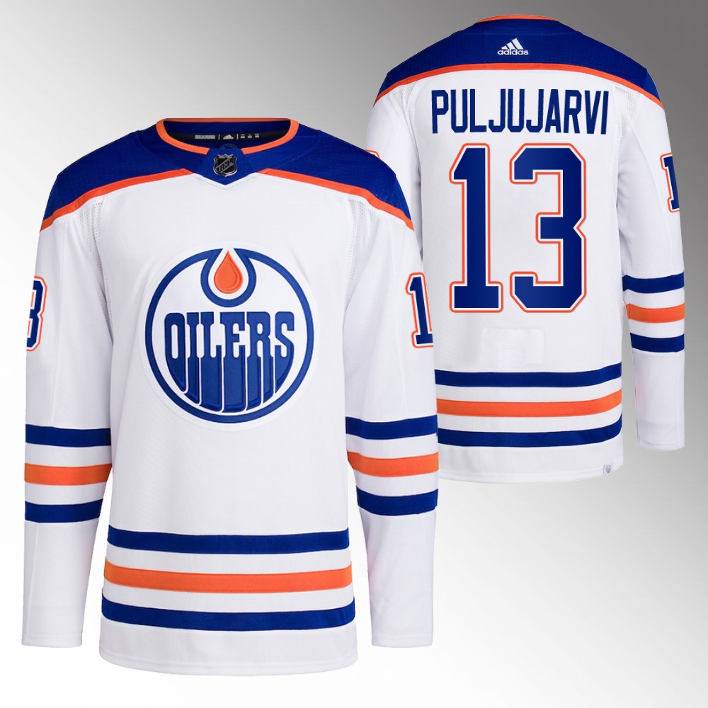 Jesse Puljujarvi 2022-23 Edmonton Oilers White Primegreen Authentic Away Jersey