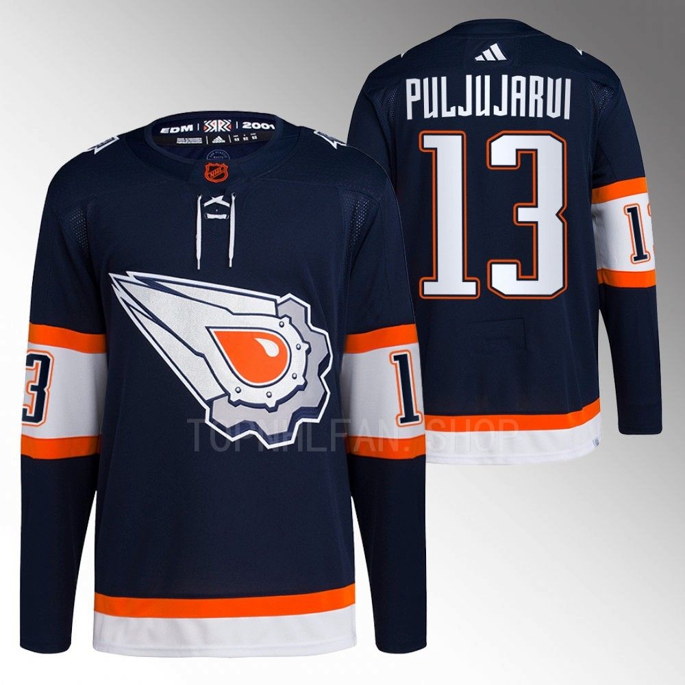 Jesse Puljujarvi 2022 Edmonton Oilers Navy Reverse Retro 2.0 Authentic Primegreen Jersey