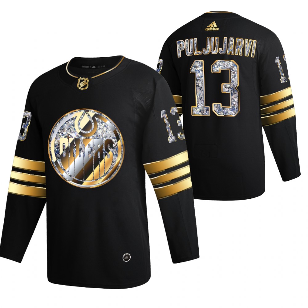 Jesse Puljujarvi Oilers #13 Black Diamond Edition 2022 Stanley Cup Playoffs Jersey