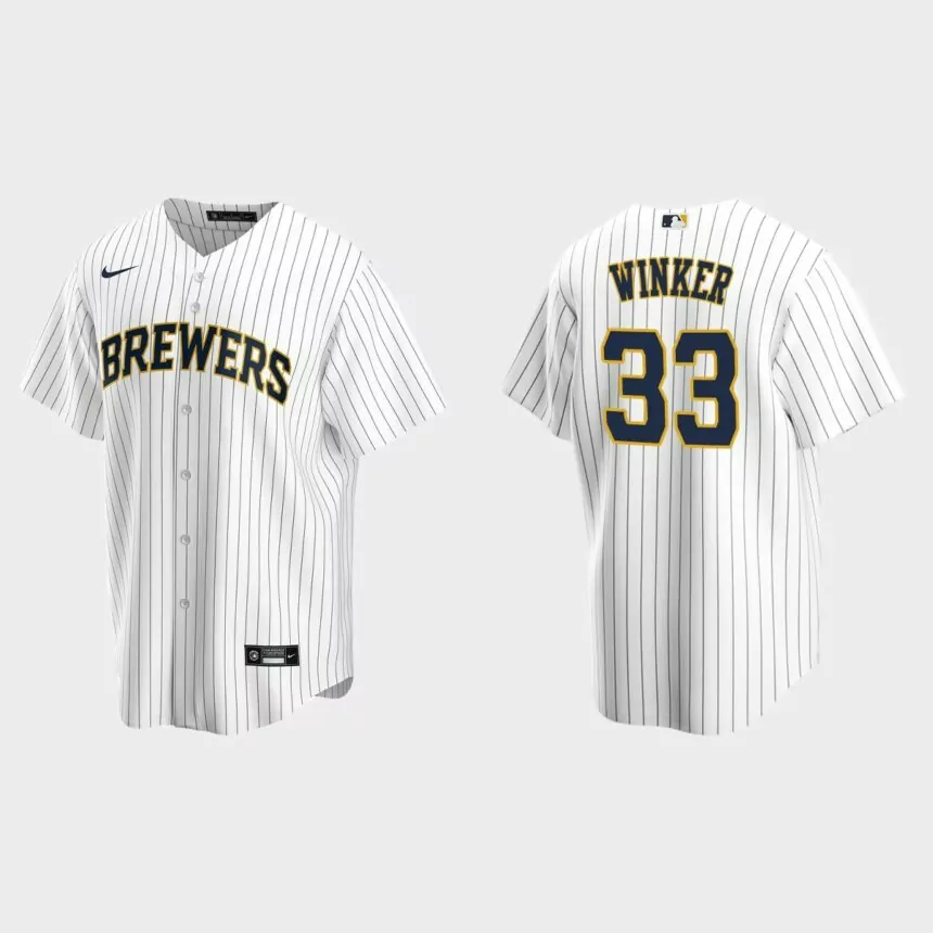 Jesse Winker Milwaukee Brewers Replica Alternate Jersey – White Navy