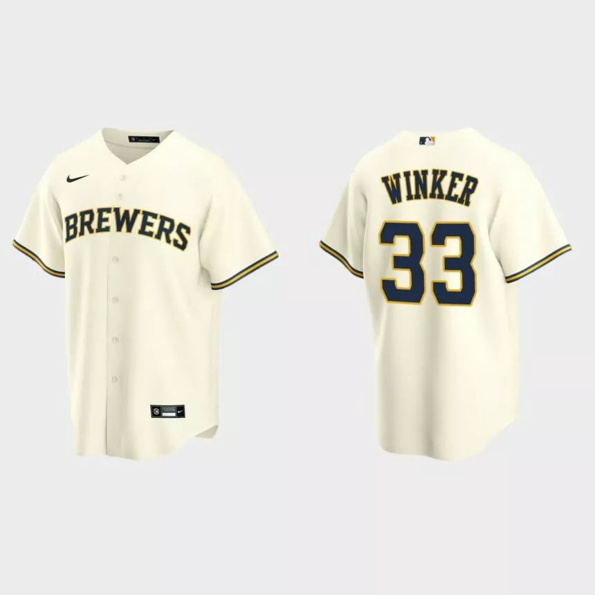 Jesse Winker Milwaukee Brewers Replica Home Jersey – Cream