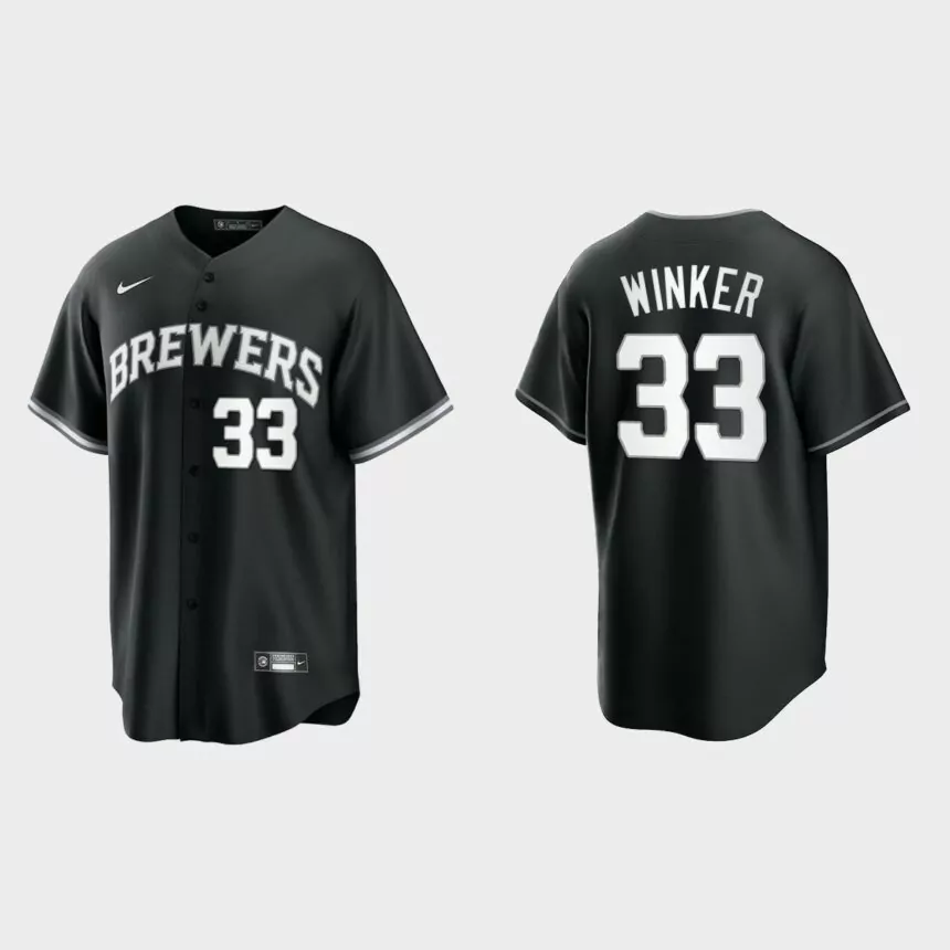 Jesse Winker Milwaukee Brewers Replica Official Jersey – Black White