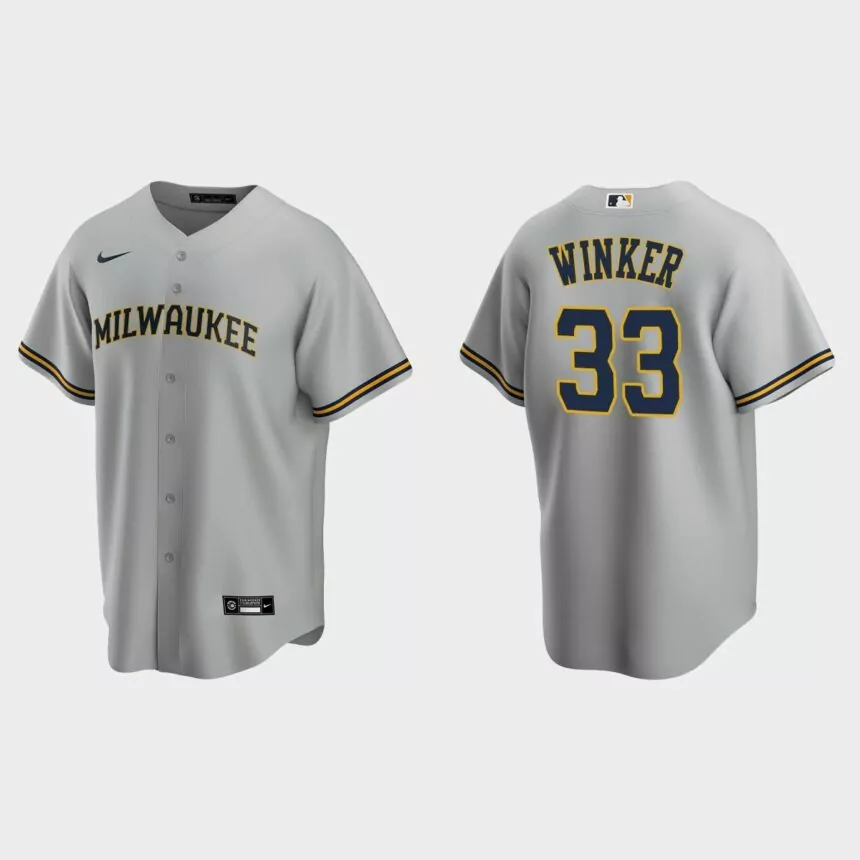 Jesse Winker Milwaukee Brewers Replica Road Jersey – Gray
