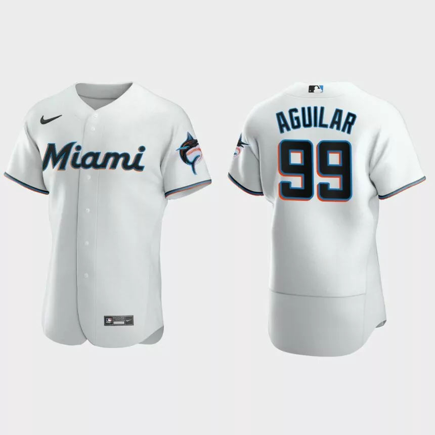 Jesus Aguilar Miami Marlins Authentic Home Jersey – White