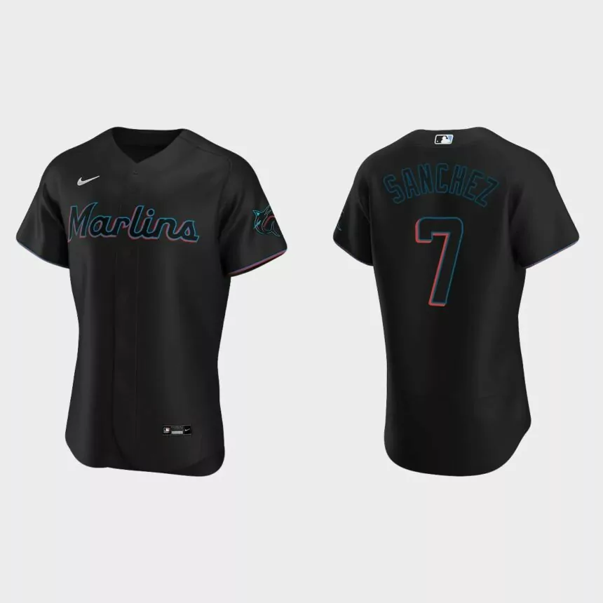 Jesus Sanchez Miami Marlins Authentic Alternate Jersey – Black