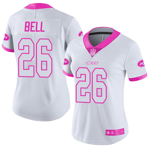 Jets #26 Le'Veon Bell White Pink Women's Stitched Football Limited Rush Fashion Jersey
