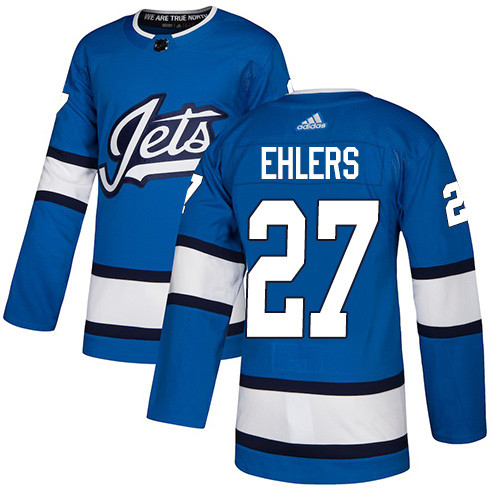 Jets #27 Nikolaj Ehlers Blue Alternate Authentic Stitched Hockey Jersey