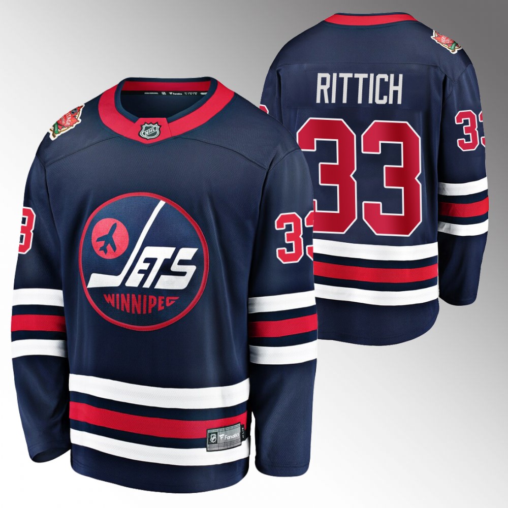 Jets #33 David Rittich Navy Heritage Classic Jersey