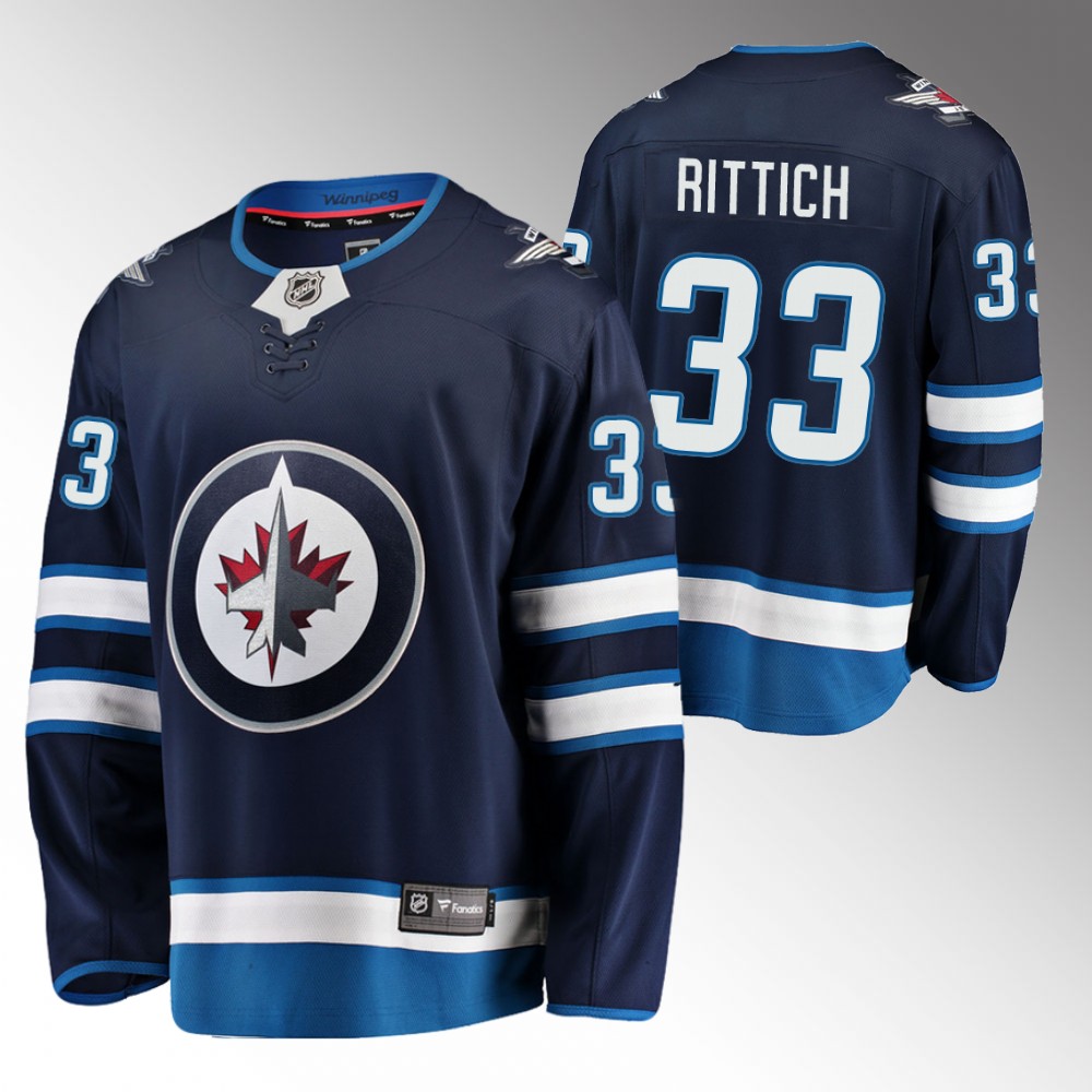 Jets #33 David Rittich Navy Home Jersey