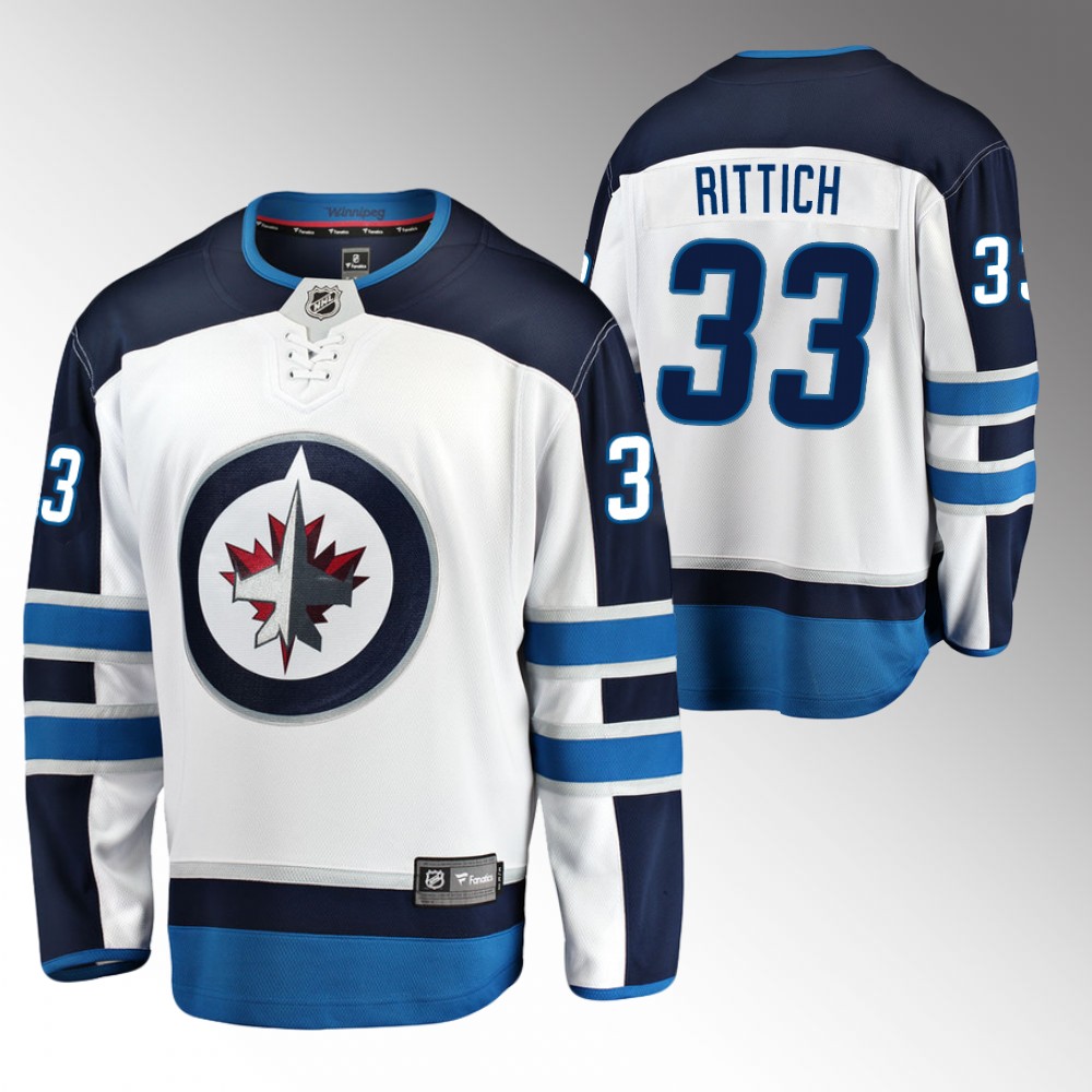 Jets #33 David Rittich White Away Jersey