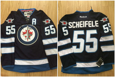 Jets #55 Mark Scheifele Navy Blue NHL Jersey