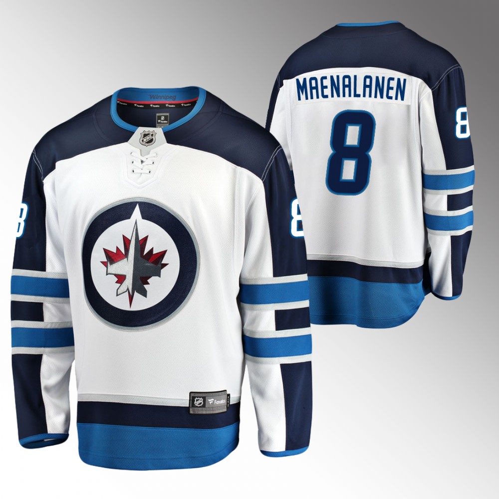 Jets #8 Saku Maenalanen White Away Jersey