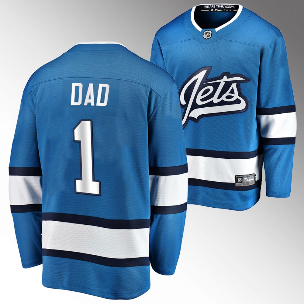 Jets 2022 Fathers Day Gift Blue Jersey NO.1 Dad