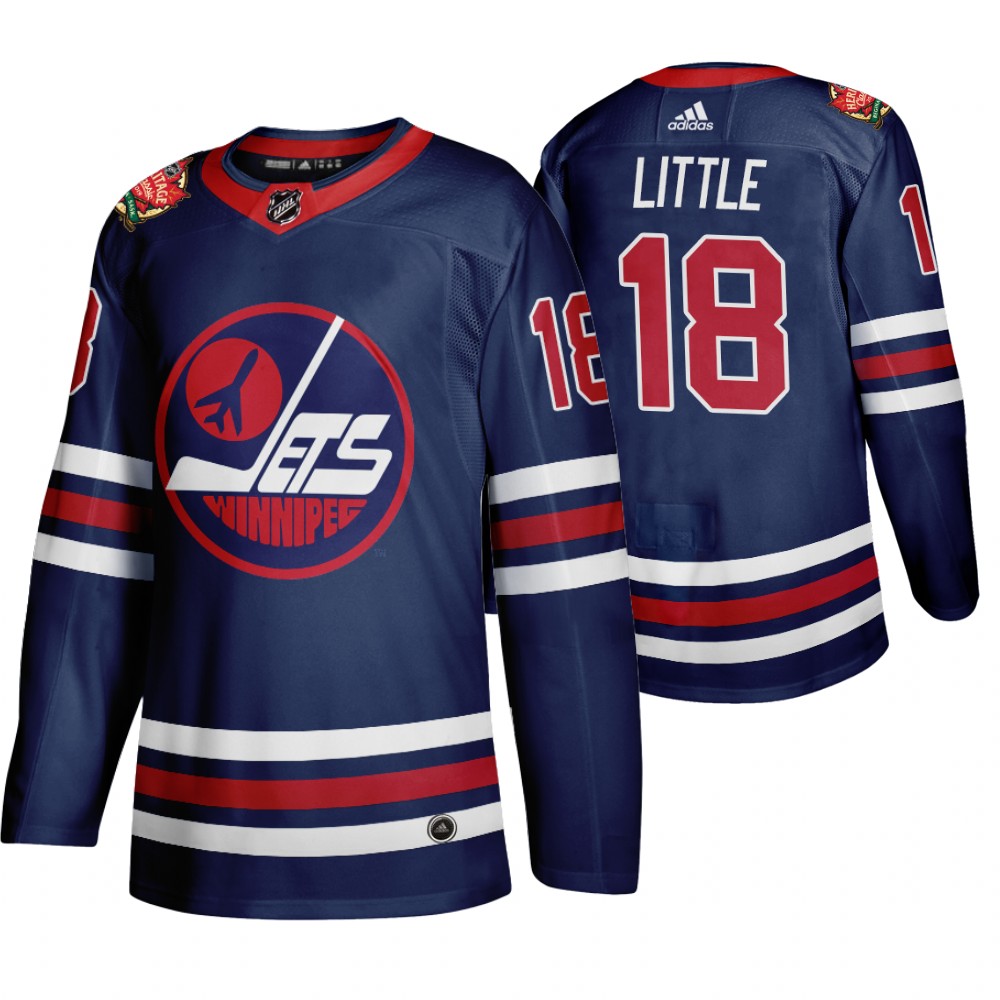 Jets Bryan Little Navy 2019 Heritage Classic WHA Jersey