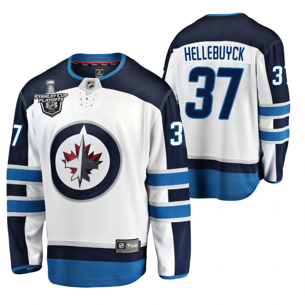 Jets Connor Hellebuyck Jersey 2021 Stanley Cup Playoffs White Men