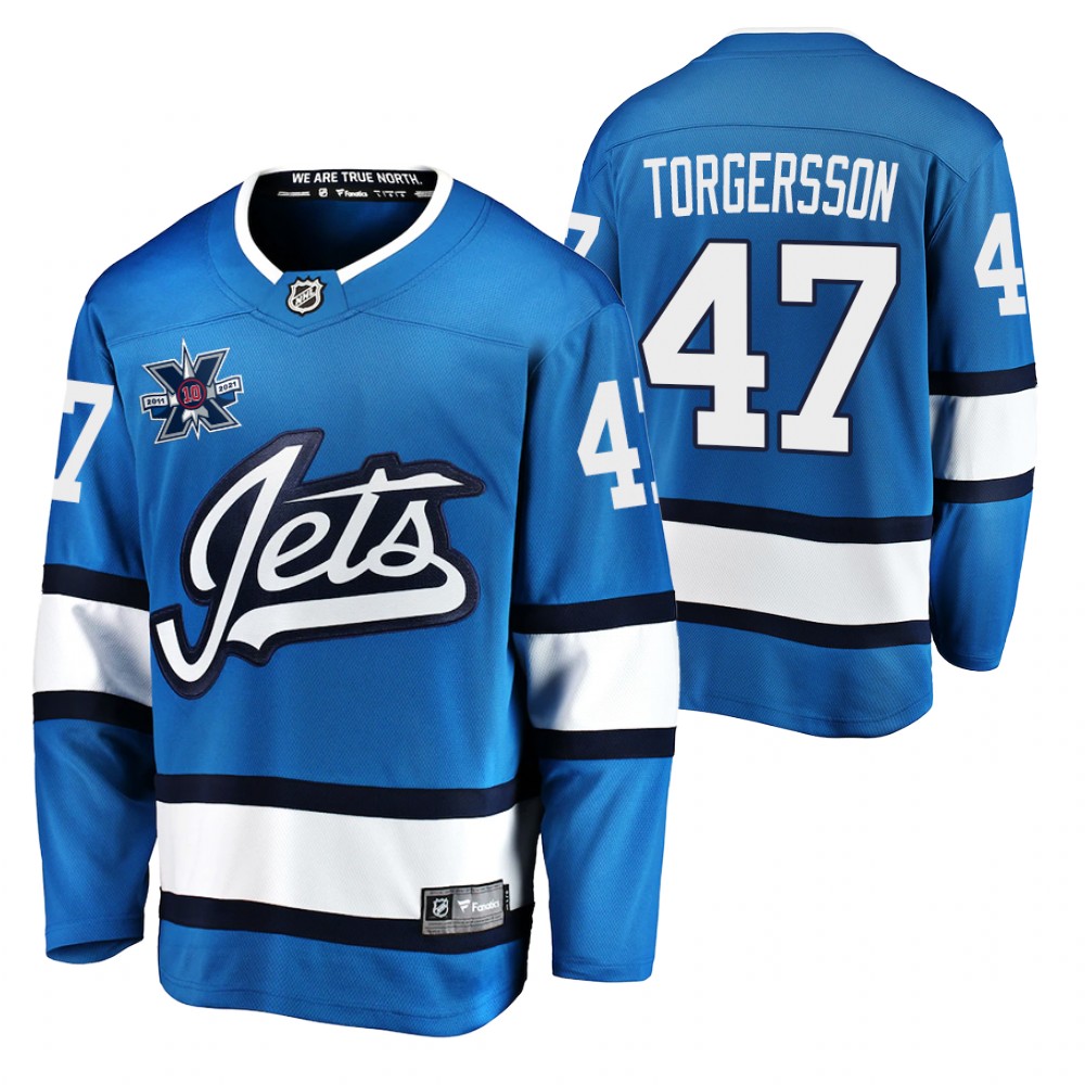 Jets Daniel Torgersson Jersey 10th Anniversary Blue Honor Hawerchuk Alternate Men