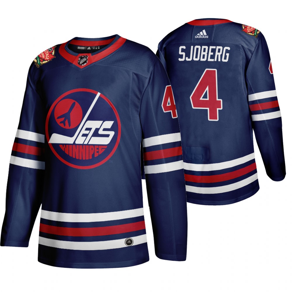 Jets Lars-Erik Sjoberg Navy 2019 Heritage Classic WHA Jersey