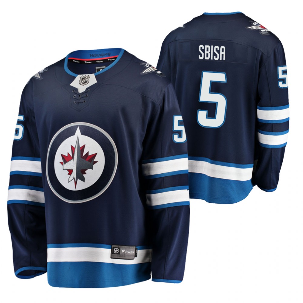 Jets Luca Sbisa Jersey Home Navy Breakaway Player Men's