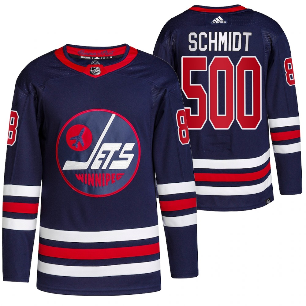 Jets Nate Schmidt 500 Career Games Navy Commemorative Edition Jersey