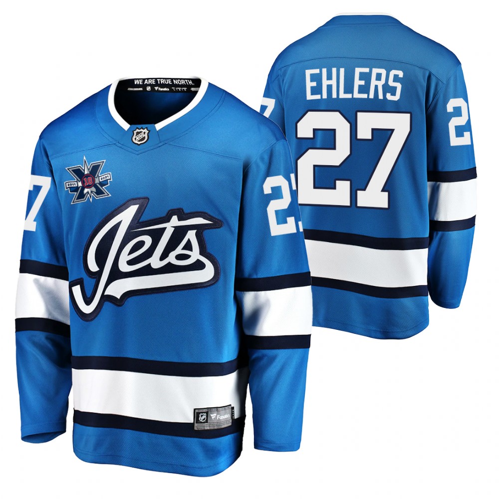 Jets nikolaj ehlers Jersey 10th Anniversary Blue Honor Hawerchuk Alternate Men