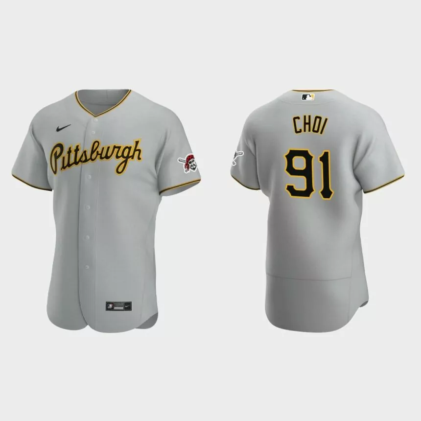 Ji-Man Choi Pittsburgh Pirates Authentic Road Jersey – Gray